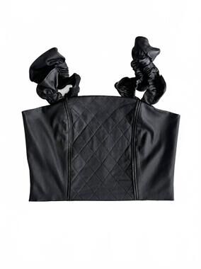 NEW IF SO girls noir quilted crop top in black